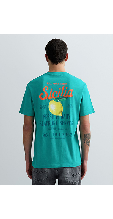 ヘビーコットンジャージーSICILYプリントTシャツ 詳細画像